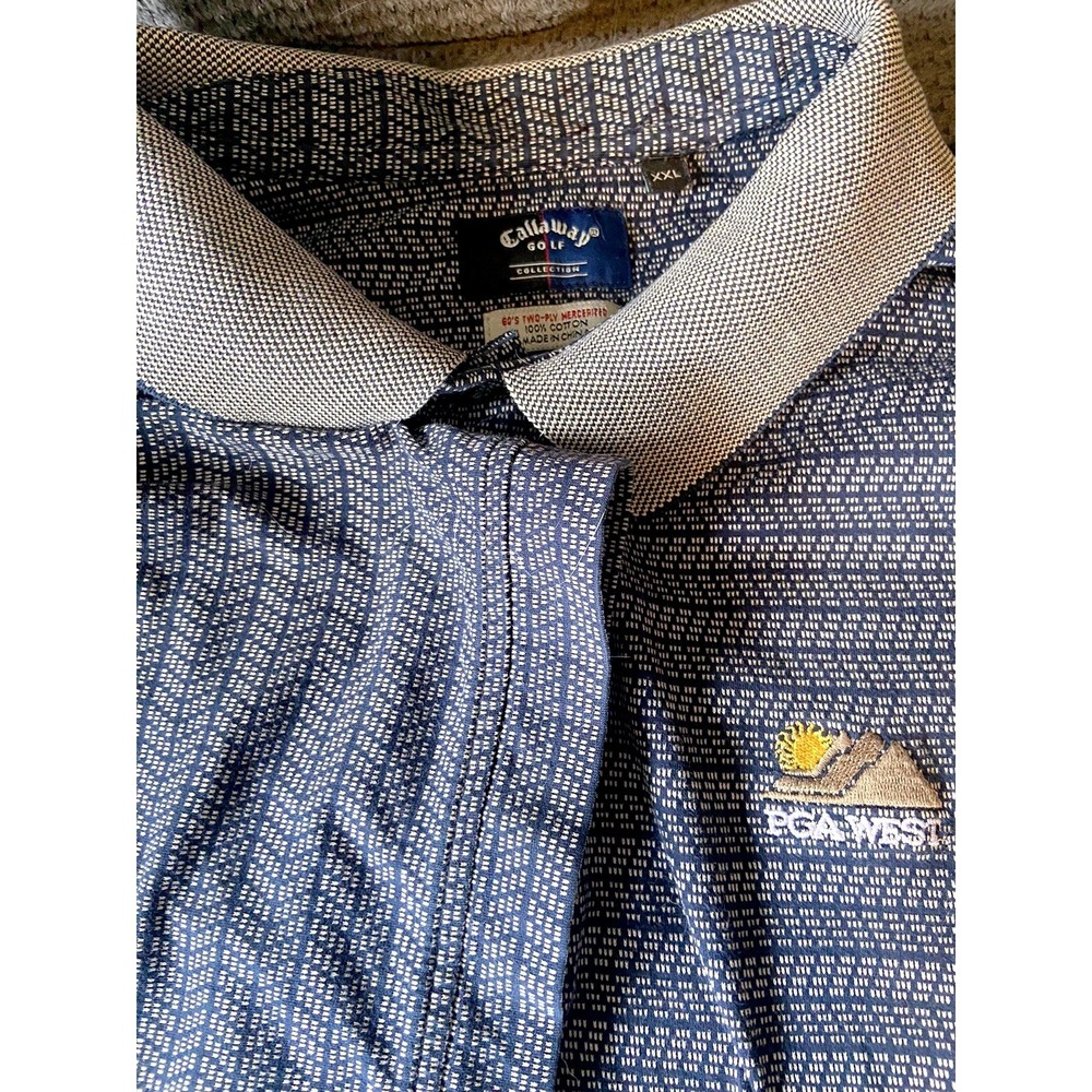 Callaway Golf Collection Mens XXL Navy Patterned Mercerized Cotton PGA West Polo